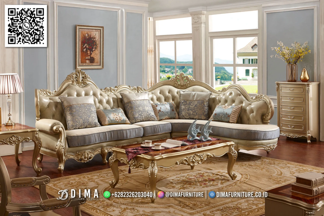 Model Sofa Sudut L Mewah Jepara 17STC