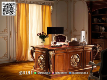 Meja Kantor Direktur Kayu Jati Mewah Classic 86STC