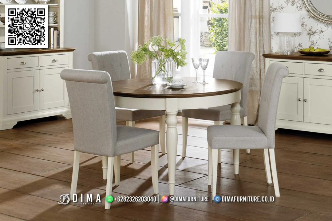 Meja Makan Bundar Cantik Dima Classic 4 Kursi 76STC