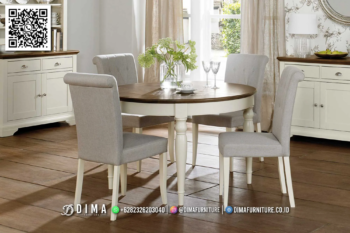 Meja Makan Bundar Cantik Dima Classic 4 Kursi 76STC