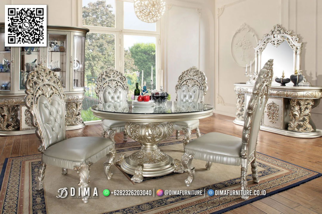 Meja Makan Bundar Mewah Dima Imperial Silver 53STC
