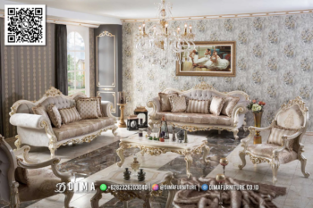 Set Sofa Ruang Tamu Klasik Elegan Gold Cream Mewah 63STC