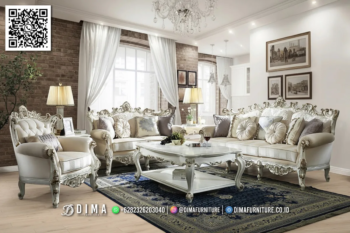 Set Sofa Tamu Klasik Mewah Ivory Elegan Terbaru 64STC