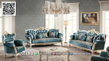 Sofa Mewah Dima Versailles Blue Gold Elegan Premium 55STC