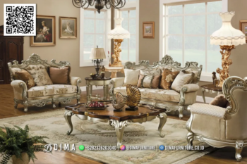 Sofa Ruang Tamu Klasik Elegan Motif Floral Mewah 65STC
