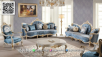 Sofa Tamu Mewah Blue Aurora Klasik dengan Sentuhan Emas 54STC
