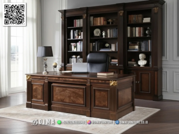 Meja Kantor Direktur Jati Klasik Mewah Elegan Jepara 92STC