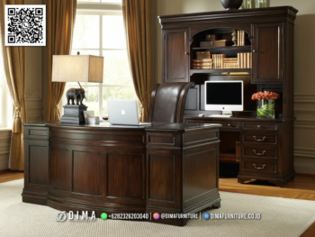 Meja Kantor Jati Klasik Mewah Elegan Jepara Premium 91STC
