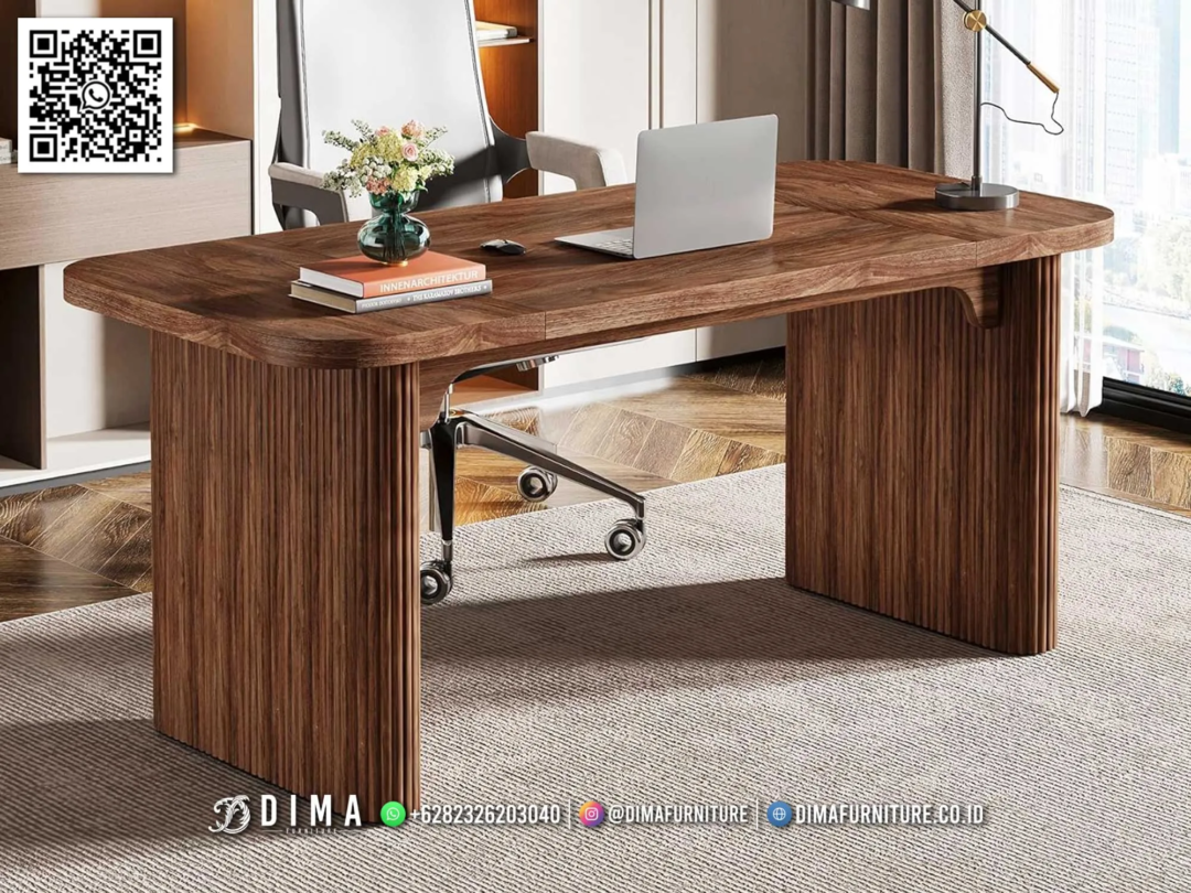 Meja Kerja Minimalis Lendrix Kayu Jati Desain Modern 114STC