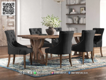 Meja Makan Klasik Modern Alverna Desain Natural Mewah 125STC