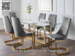 Meja Makan Modern Elegan Kaca Gold Premium Valencia 121STC