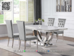 Meja Makan Stainless Mewah Elegan Desain Modern 120STC