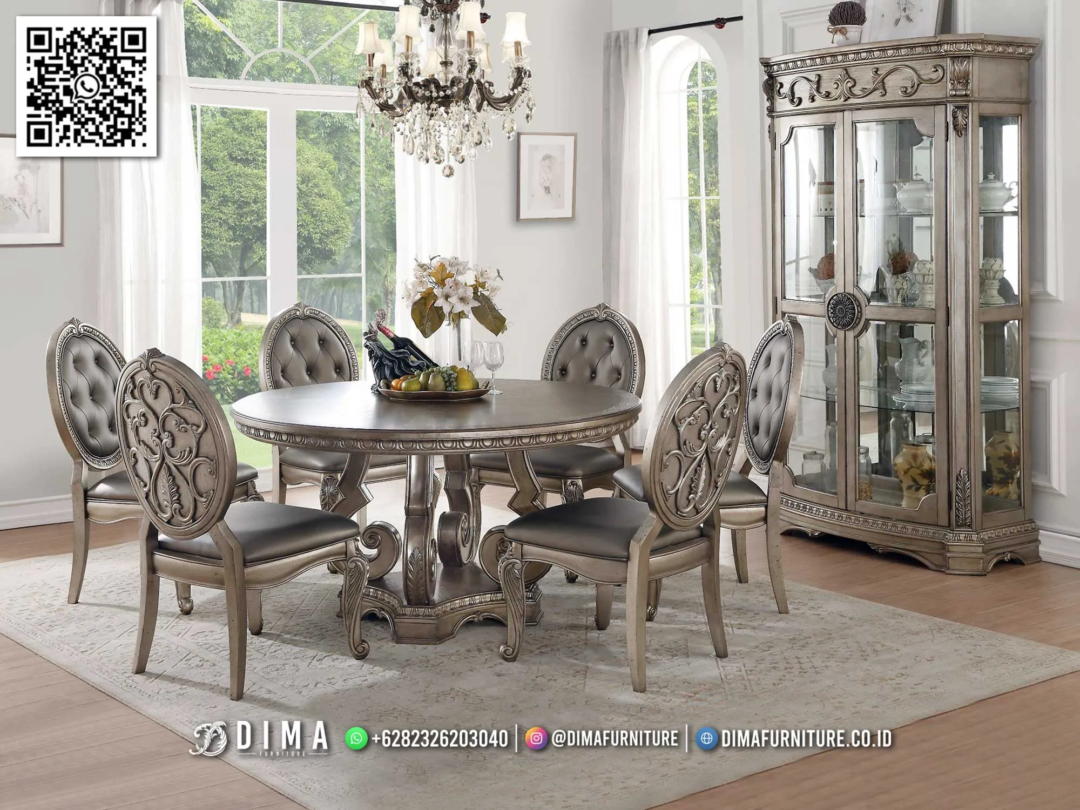 Meja Makan Ukir Dima Silverora – Elegan dan Mewah 131STC
