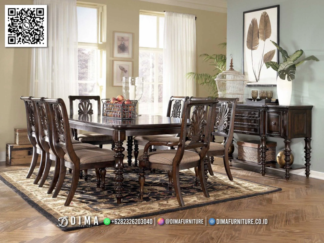 Ruang Makan Mewah Clarissa Klasik Dark Brown 133STC