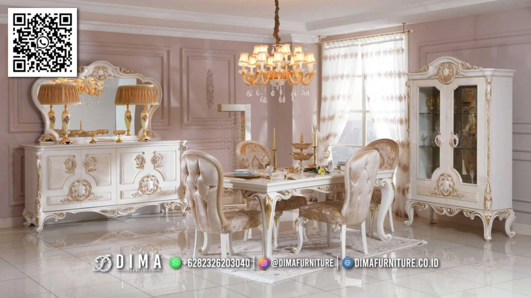 Set Meja Makan Mewah Clarissa Elegan Jepara 94STC