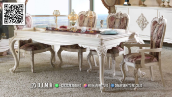 Set Meja Makan Mewah Klasik Ivory Jepara Dima 97STC