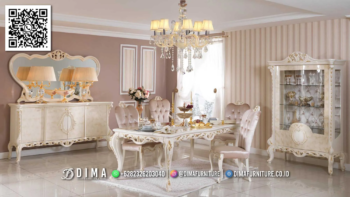 Set Ruang Makan Elegan Jepara Ivory Gold Terbaru 96STC