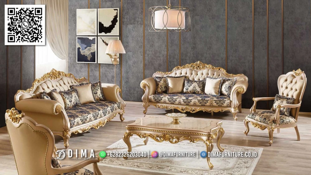 Set Sofa Ruang Tamu Evelyn – Klasik Mewah Elegan 143STC Set Sofa Ruang Tamu Evelyn – Klasik Mewah Elegan 143STC