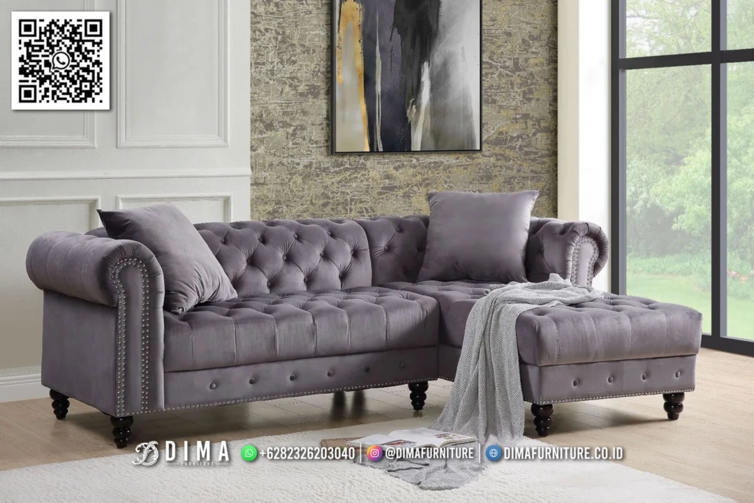 Sofa L Chesterfield Grey – Elegan Nyaman Modern 146STC