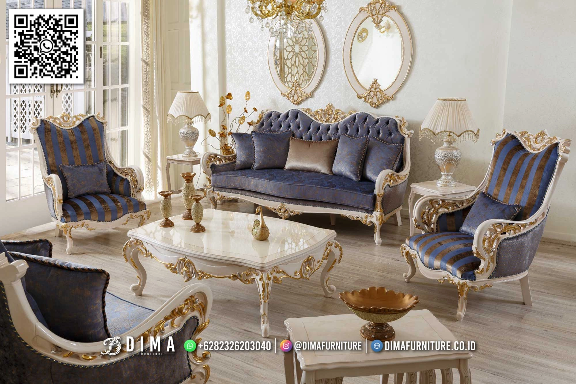 Sofa Ruang Tamu Klasik Mewah Carolina Blue Edition 139STC Sofa Ruang Tamu Klasik Mewah Carolina Blue Edition 139STC