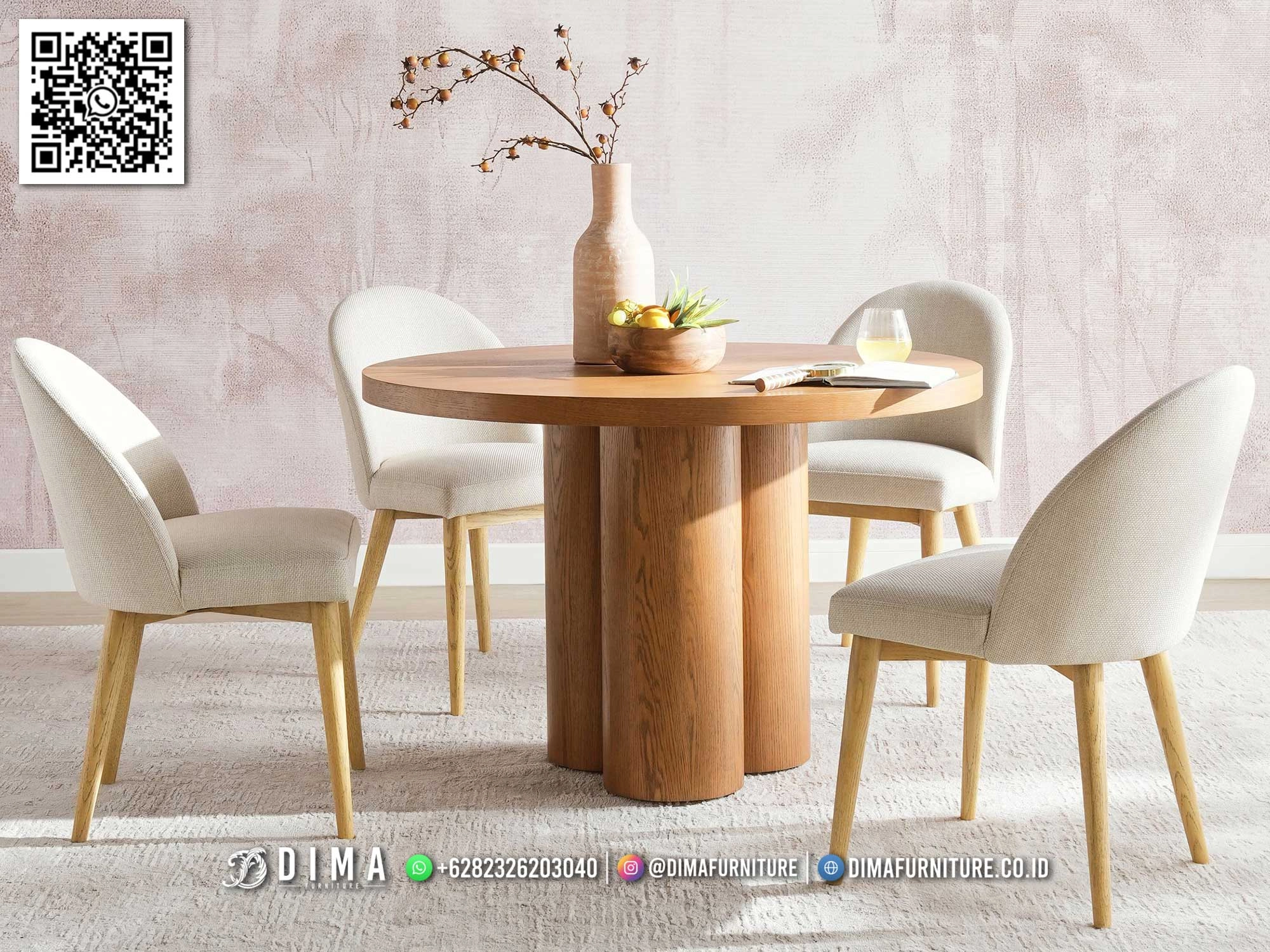 Meja Makan Bulat Kayu