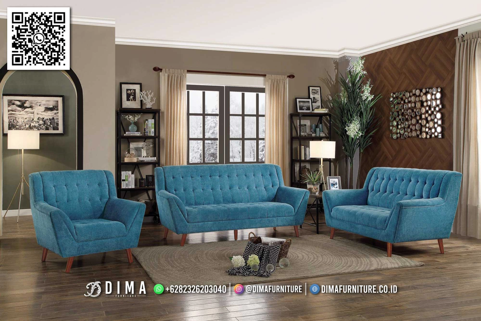 Sofa Ruang Tamu Lorenne Blue – Desain Modern Cozy 166STC Sofa Ruang Tamu Lorenne Blue – Desain Modern Cozy 166STC