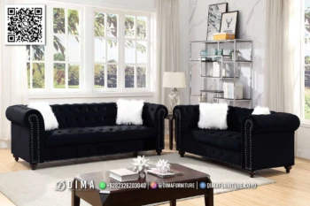 Sofa Tamu Chesterfield Black Aveline Elegan Premium 175STC