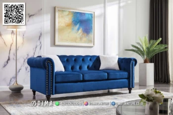 Sofa Tamu Minimalis Premium Model Chesterfield Navy 174STC