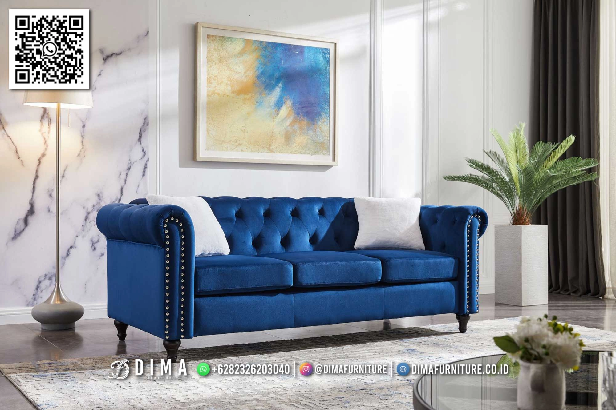 Sofa Tamu Minimalis Premium Model Chesterfield Navy 174STC Sofa Tamu Minimalis Premium Model Chesterfield Navy 174STC
