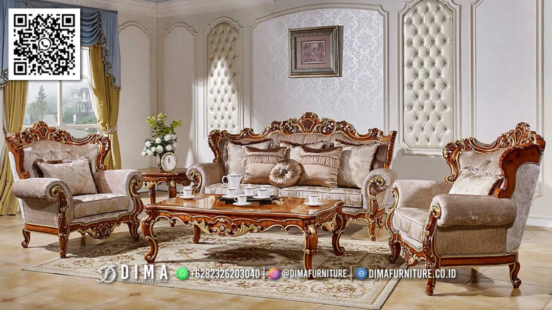 Sofa Tamu Mewah Jepara Klasik Ukiran Royal Jati Valery 178STC