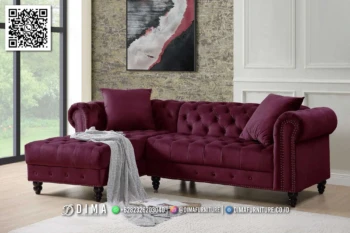 Sofa Tamu Minimalis Chesterfield Seri Burgundy Briella 184STC