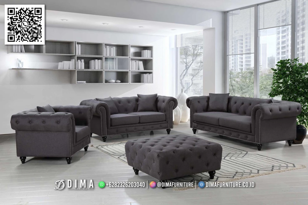 Sofa Tamu Minimalis Chesterfield Windsor Gaya Klasik 182STC