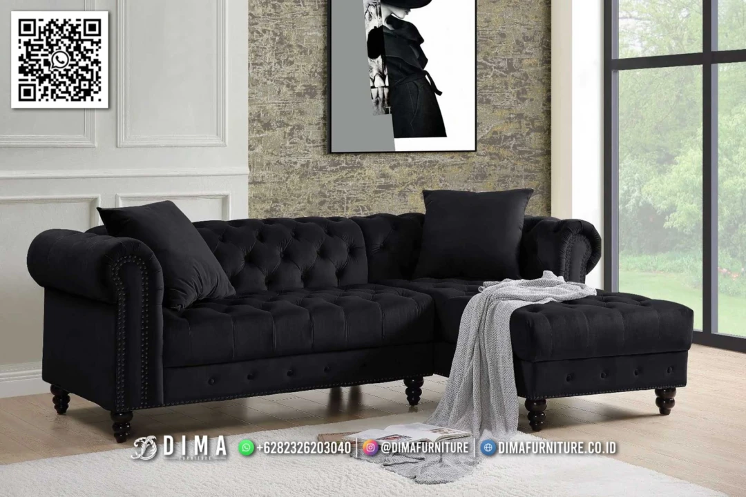 Sofa Tamu Minimalis Hitam Eksklusif Seri Blackwood 183STC