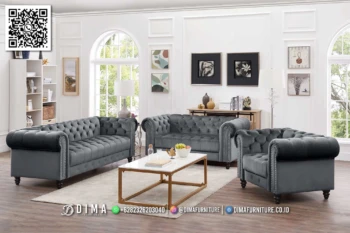Sofa Tamu Minimalis Premium Chesterfield Ardent Grey 176STC