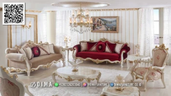 Sofa Tamu Mewah Royal Scarlet Ivory Duco 345STC