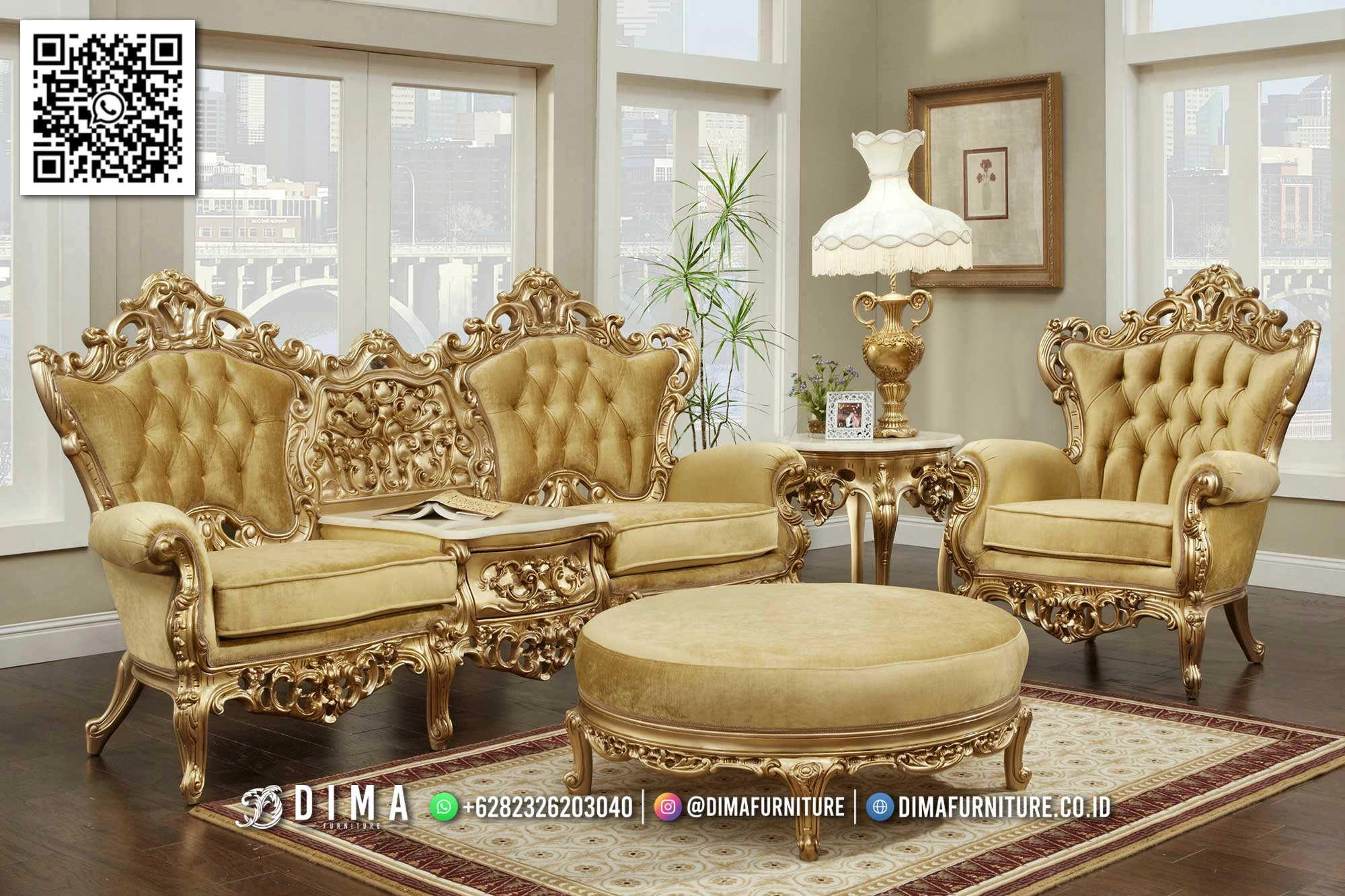 Sofa Tamu Mewah Ukir Gold Royale Style Sienna 348STC Sofa Tamu Mewah Ukir Gold Royale Style Sienna 348STC