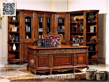 Meja Kantor Jati Luxora Set Lemari Premium Elegan 369STC