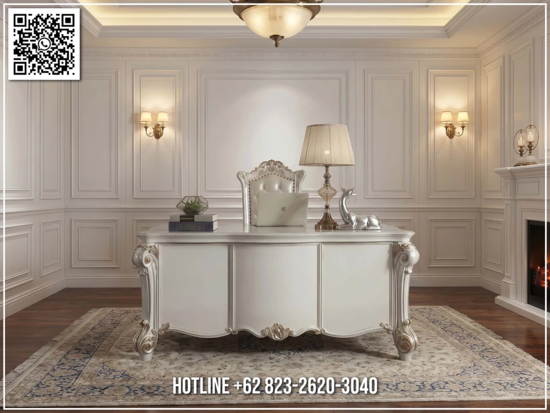 Meja Kantor Putih Elegan Luxury Luna Executive 386STC