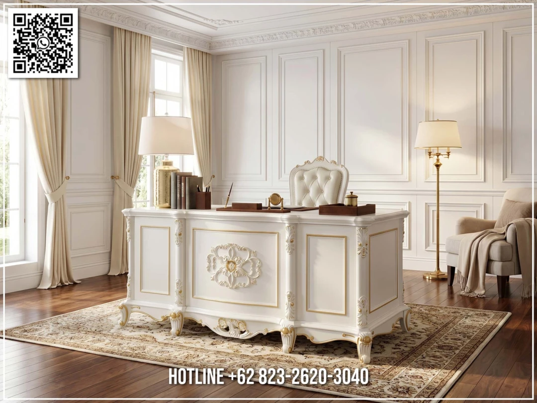 Meja Kantor Sultan Mewah Victorian Classic White 385STC Meja Kantor Sultan Mewah Victorian Classic White 385STC