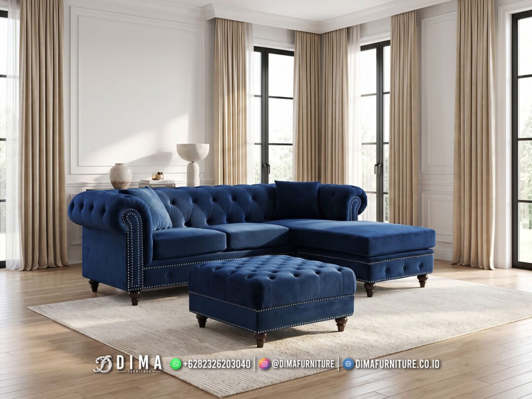 Sofa Tamu Jepara Chesterfield Navy 500STC