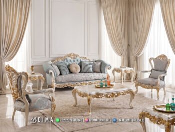 Set Sofa Tamu Mewah Ukir Jepara Solangia Blue Gold